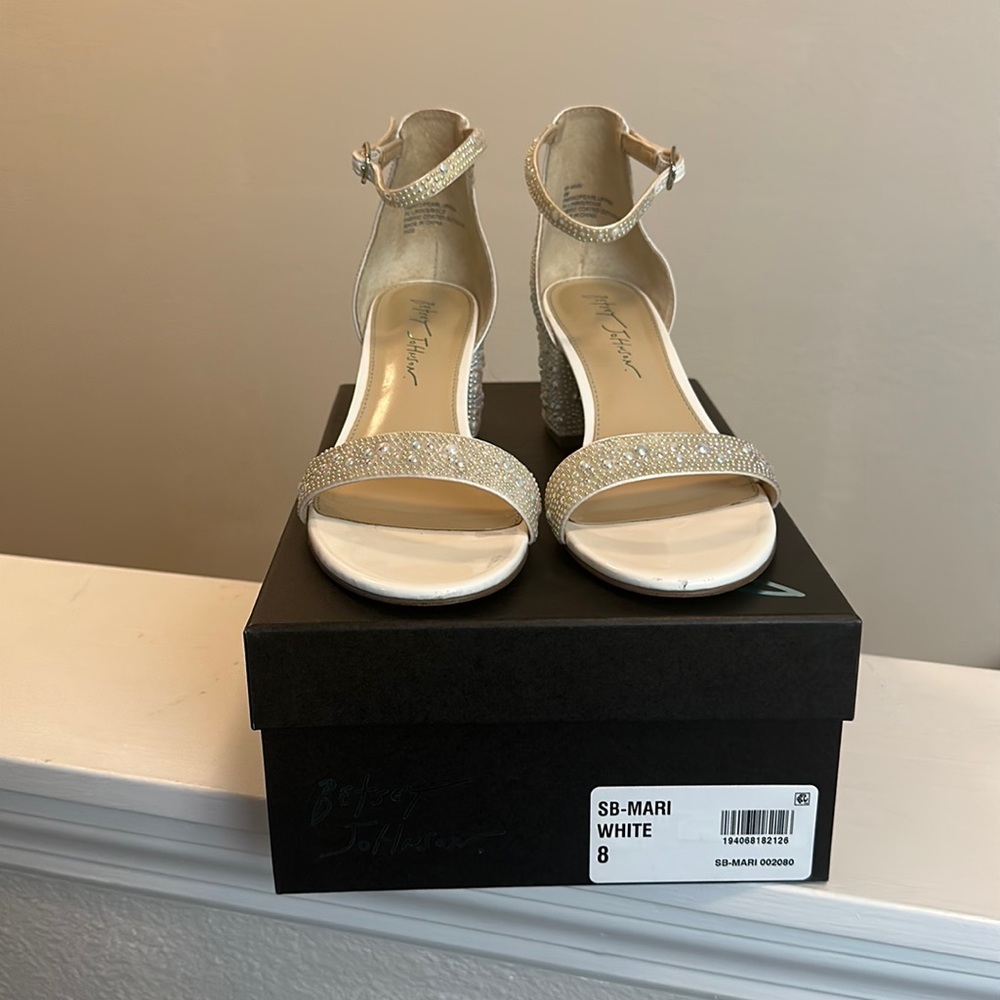 Betsey Johnson White Mari Heeled Sandal 8